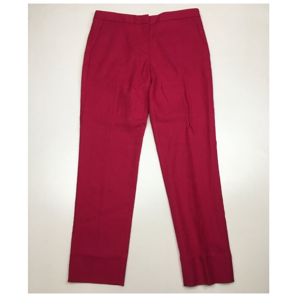 DVF DIANE VON FURSTENBERG Bright Dark Pink Textured Ankle Dress Pant
